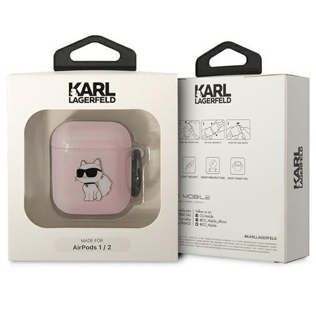 Etui Karl Lagerfeld KLA2HNCHTCP na AirPods 1/2 - różowe Ikonik Choupette