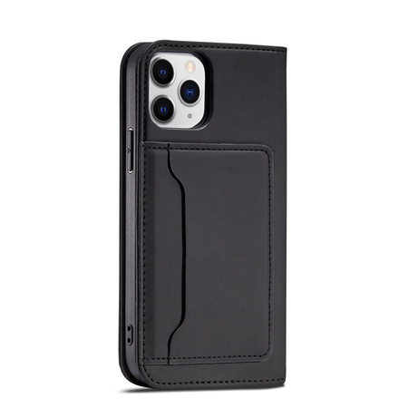 Magnet Card Case etui do iPhone 12 Pro pokrowiec portfel na karty kartę podstawka czarny