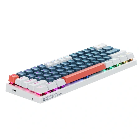 Klawiatura gamingowa Machenike K500-B61 przewodowa mechaniczna podświetlana Blue Switch - niebiesko-biała