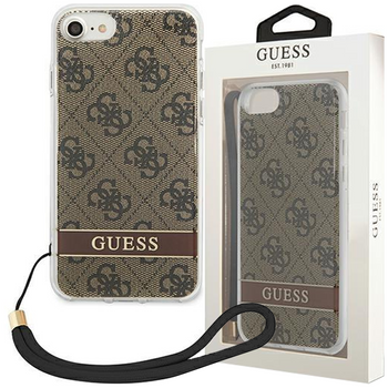 Guess GUOHCI8H4STW iPhone SE 2022 / SE 2020 / 7/ 8 brązowy/brown hardcase 4G Print Strap