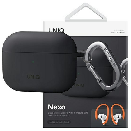 UNIQ etui Nexo AirPods Pro 2 gen + Ear Hooks Silicone szary/charcoal grey