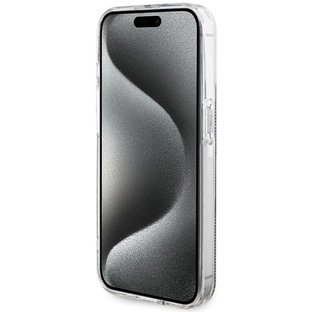 Etui Guess IML 4G Gold Stripe na iPhone 15 Pro - brązowe