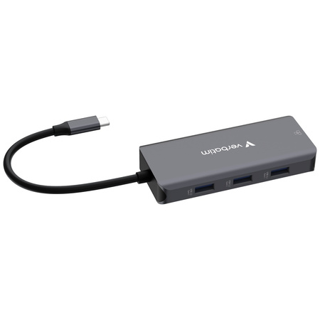 VERBATIM PRZEJŚCIÓWKA HUB 3xUSB-A HDMI 3.2 RJ45 DO LAPTOPA ALUMINIOWA 32157