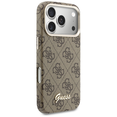 Etui Guess 4G Script MagSafe do iPhone 17 Pro brązowy