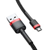 Baseus Cafule Cable wytrzymały nylonowy kabel przewód USB / micro USB 1.5A 2M czarno-czerwony (CAMKLF-C91)