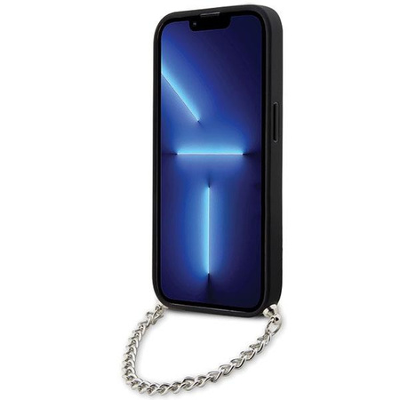 Etui Karl Lagerfeld KLHCP14XSACKLHPG na iPhone 14 Pro Max 6.7" - srebrne Saffiano Monogram Chain