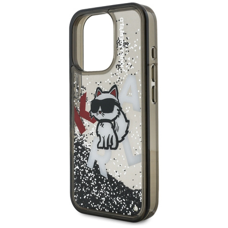 Etui Karl Lagerfeld Liquid Glitter       Choupette Logo do iPhone 16 Pro czarny
