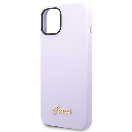 Etui Guess GUHCP14SSLSMU na iPhone 14 - fioletowe Silicone Vintage Gold Logo