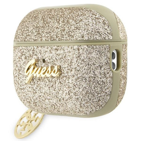 Etui Guess GUAP2GLGSHD na AirPods Pro 2 cover - złote Glitter Flake 4G Charm