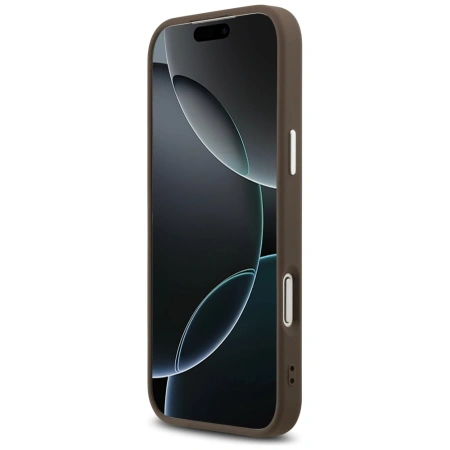 Etui Guess 4G Big 4G Classic Logo na iPhone 17 Pro Max brązowy - srebrne
