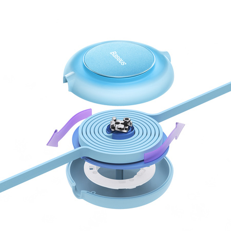 Baseus Bright Mirror 2 kabel przewód 3w1 USB Typ A - micro USB + Lightning + USB Typ C 3.5A 1.1m błękitny (CAMJ010017)