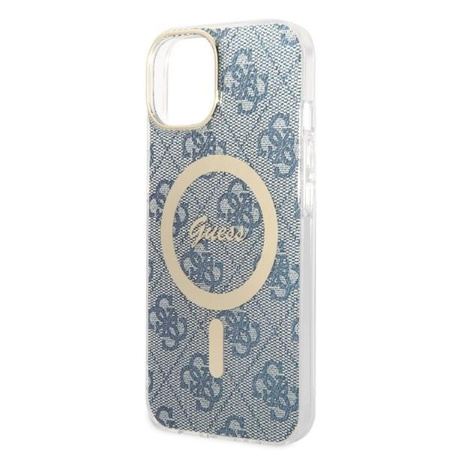 Guess zestaw ładowarka MagSafe + etui do iPhone 14 Plus 6,7" niebieskie 4G Print (GUBPP14MH4EACSB)