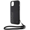 Etui BMW Signature Leather Wordmark Cord na iPhone 15 Plus / 14 Plus - czarne