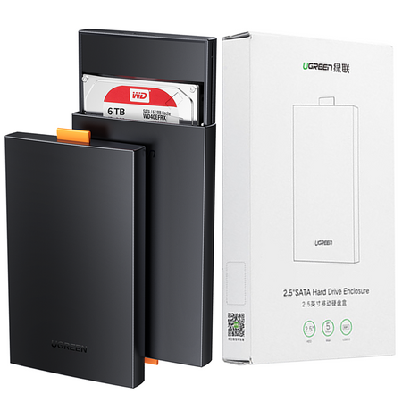 Ugreen kieszeń obudowa dysku SSD / HDD 2.5'' USB 3.0 SATA czarna (CM237)