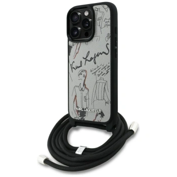 KARL LAGERFELD ETUI CROSSBODY GRAINED PATTERN & LOGO DO IPHONE 16 PRO MAX