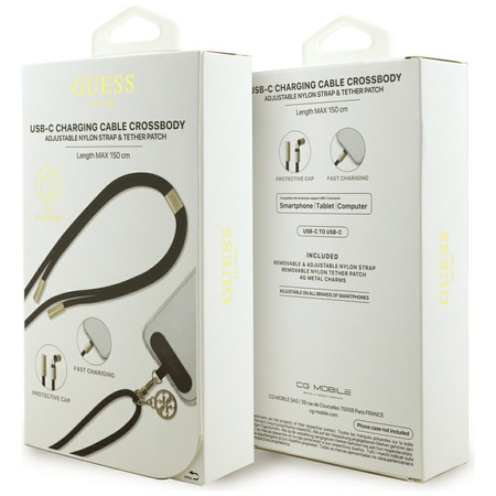 Kabel Guess CBDY 4G Charm USB-C/USB-C    150cm czarny