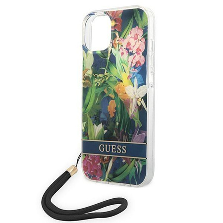 Guess GUOHCP14MHFLSB iPhone 14 Plus 6,7" niebieski/blue hardcase Flower Strap
