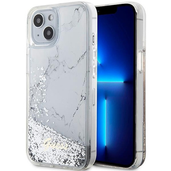 Etui Guess GUHCP14SLCSGSGH na iPhone 14 - białe Liquid Glitter Marble