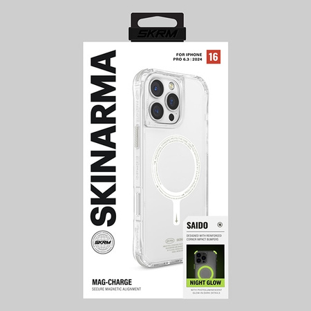 Skinarma etui Saido iPhone 16 Pro 6.3 Magnetic Charging zielony/green (niteglow)