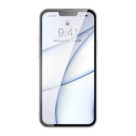 Baseus Frosted Glass Case etui pokrowiec do iPhone 13 sztywna obudowa z żelową ramką przezroczysty (ARWS000602)