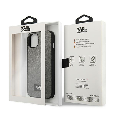 KARL LAGERFELD ETUI HARDCASE SAFFIANO PLAQUE DO IPHONE 13 14 15 6,1 OCHRONA