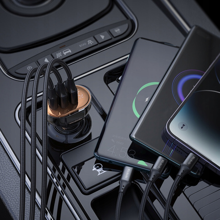 MCDODO MOCNA SZYBKA ŁADOWARKA SAMOCHODOWA MIERNIK 3X USB USB-C 100W LED