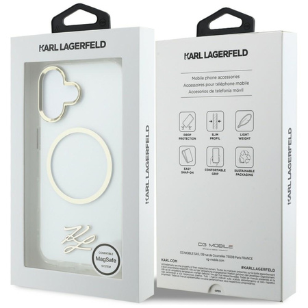 Etui Karl Lagerfeld IML KL Script Logo MagSafe do iPhone 17 przezroczysty