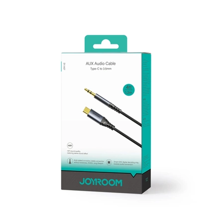 Joyroom kabel audio stereo AUX 3,5 mm mini jack - USB-C do telefonu 1,2m czarny (SY-A07)