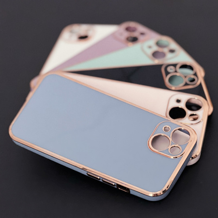 Lighting Color Case etui do iPhone 13 Pro żelowy pokrowiec ze złotą ramką fioletowy