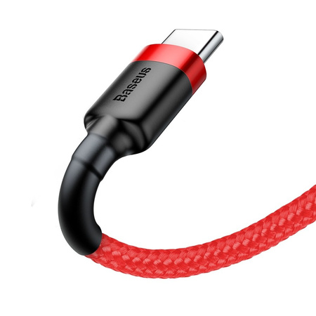 Baseus Cafule Cable wytrzymały nylonowy kabel przewód USB / USB-C QC3.0 2A 3M czerwony (CATKLF-U09)