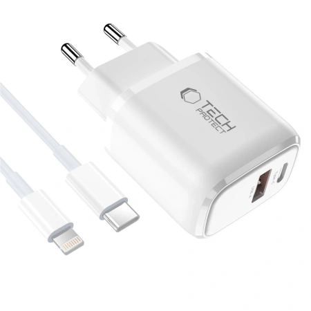 TECH-PROTECT ŁADOWARKA SIECIOWA PD 20W QC3.0 DO USB-C LIGHTNING KABEL