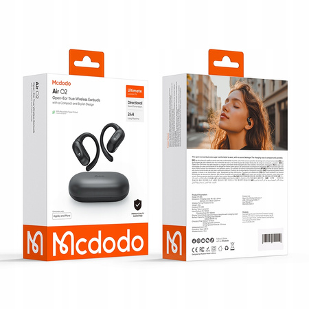 MCDODO SŁUCHAWKI BEZPRZEWODOWE DOUSZNE BLUETOOTH 5.4 Z MIKROFONEM ETUI CLIP