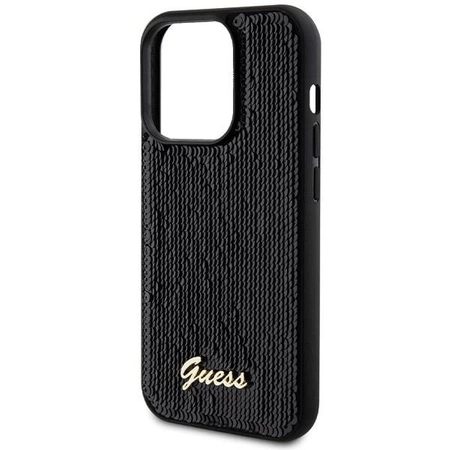 Etui Guess Sequin Script Metal na iPhone 13 Pro Max - czarne