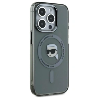 KARL LAGERFELD CASE HARDCASE DO IPHONE 15 PRO DO MAGSAFE Z METALOWYM LOGO