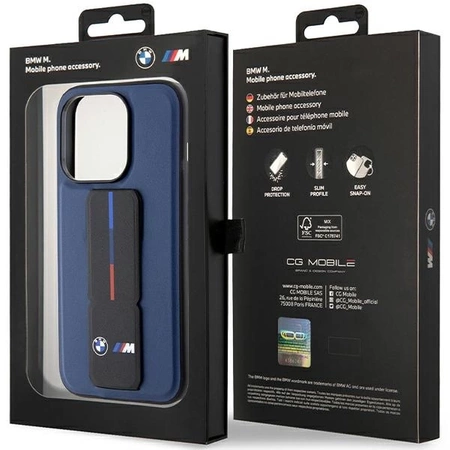 Etui BMW M Grip Stand Bicolor na iPhone 15 Pro - granatowe