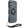 GUESS ETUI DO IPHONE 16 DO MAGSAFE LEOPARD TRIANGLE Z PRZESZROCZYSTYM PASEM