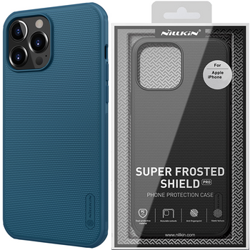 Nillkin Super Frosted Shield wzmocnione etui pokrowiec + podstawka iPhone 13 Pro niebieski