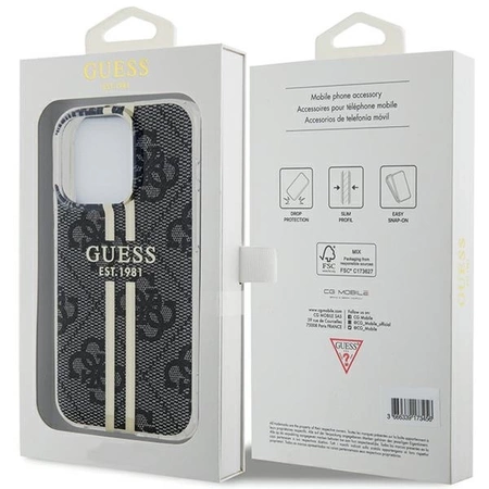 Etui Guess IML 4G Gold Stripe na iPhone 15 Pro Max - czarne