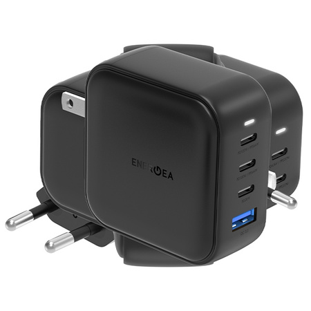 ENERGEA ład. siec. 1xUSB+3xUSB-CPD-PPS-QC 3.0 100W 3C1A czarny/black US+EU Travelite GAN100