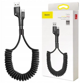 BASEUS KABEL SPRĘŻYNOWY USB-C 1M 2A DO TELEFONÓW ANDROID SZYBKIE ŁADOWANIE