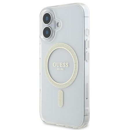 GUESS POKROWIEC HARDCASE IML GLITTER CIRCLE DO IPHONE 16 6.1 Z DO MAGSAFE