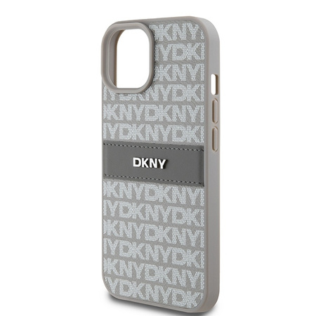 DKNY CASE DO IPHONE 15 PLUS 14 PLUS Z LOGO MONO STRIPE I METALOWYM AKCENTEM