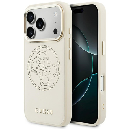 Etui Guess Perforated 4G MagSafe do iPhone 17 Pro beżowy