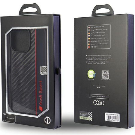 Etui Audi Carbon Fiber Stripe na iPhone 14 Pro Max 6.7" - czarne AUS-TPUPCIP14PM-R8/D1-BK