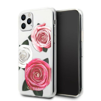 Etui Guess GUHCN58ROSTRT na iPhone 11 Pro - przezroczyste hardcase Flower Desire Pink & White Rose
