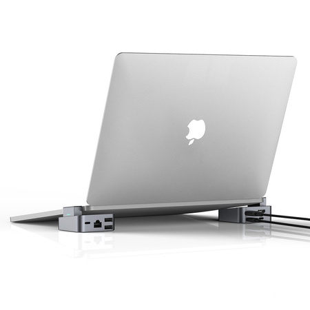 Joyroom podstawka wielofunkcyjny HUB USB Typ C - USB 3.0 / RJ45 / HDMI / USB Typ C / Thunderbolt do MacBook Pro szary (S-H121 Gray)