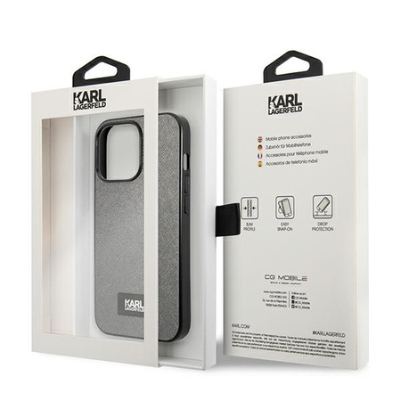 KARL LAGERFELD POKROWIEC HARDCASE DO IPHONE 13 PRO MAX 6,7 SAFFIANO PLAQUE