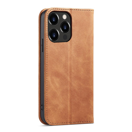 Magnet Fancy Case etui do iPhone 13 Pro pokrowiec portfel na karty kartę podstawka brązowy