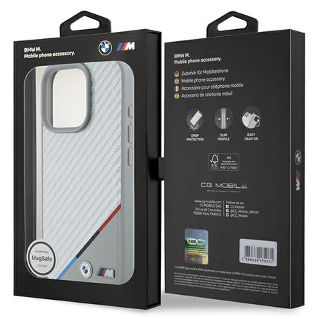 BMW BMHMP16L23PUDTS iPhone 16 Pro 6.3 szary/grey hardcase M Carbon Tricolor Line MagSafe