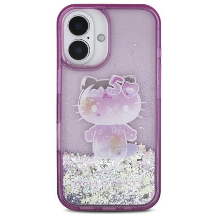 HELLO KITTY ETUI HARDCASE DO IPHONE 16 6.1 LIQUID GLITTER 50TH ROZŚWIETLONY